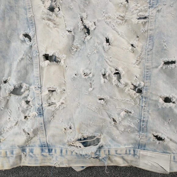 Southpole Men's Distressed Denim Jacket Blue M Button Front Acid Wash - Picture 8 of 16